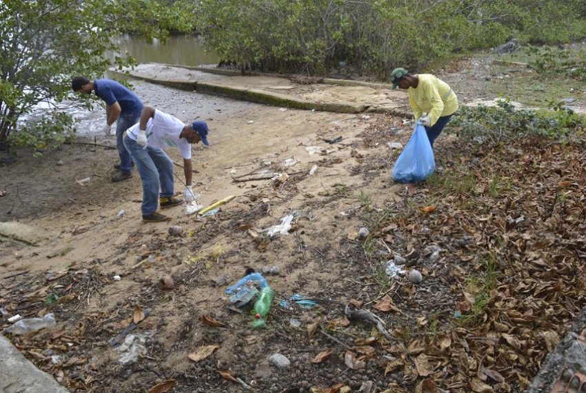 Mutiro de limpeza retira lixo do mangue em Praia da Neves - Preservao